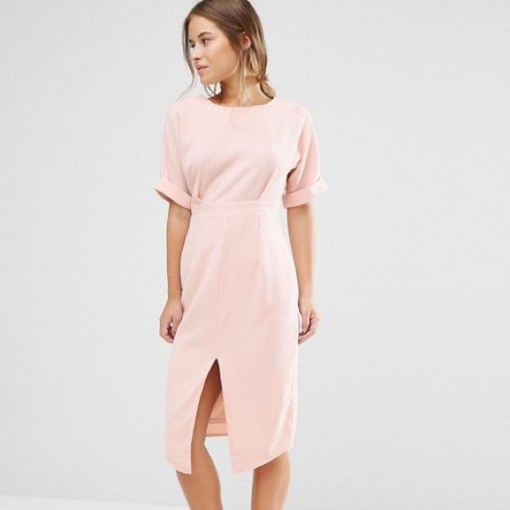 ASOS Blush Wiggle Dress with split front